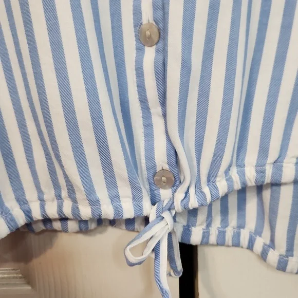beachlunchlounge Blue and White Striped Button‎ Down Shirt Size XL Beach Boxy - Picture 5 of 10